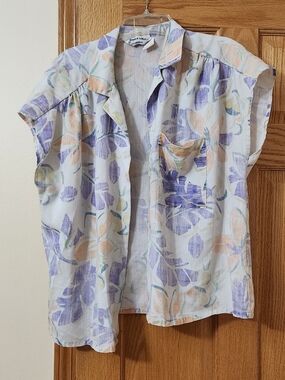Jessica Pastel Floral Blouse in White, Lavender & Peach
